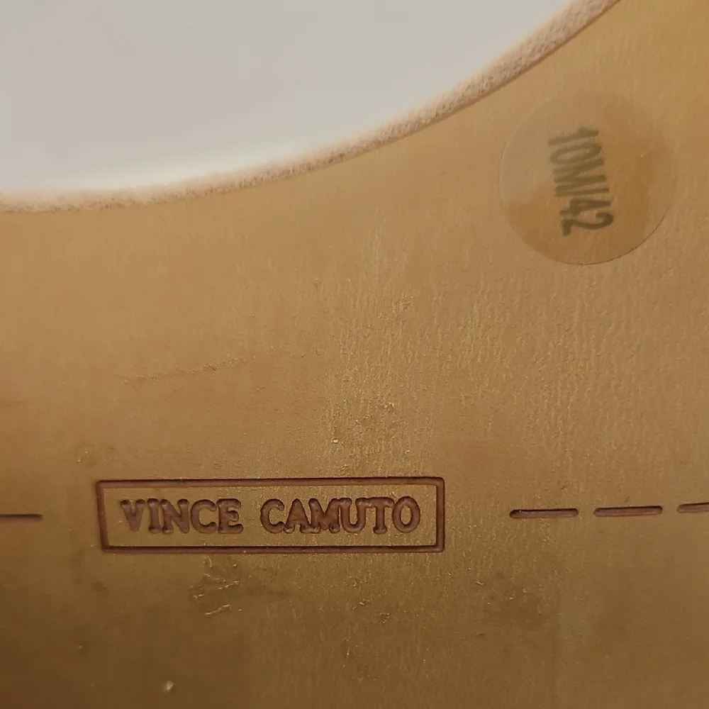 Vince Camuto Tan Suede Block Heel Sandals sz 10 - Picture 7 of 9